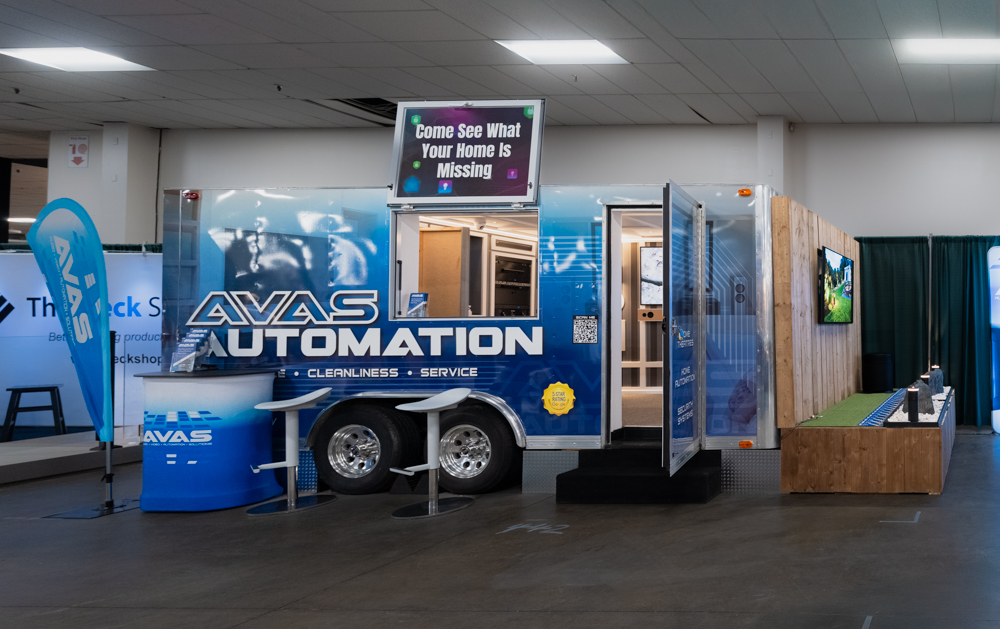 The AVAS Automation home automation trailer, the world's first mobile smart home showroom, on display in Ontario