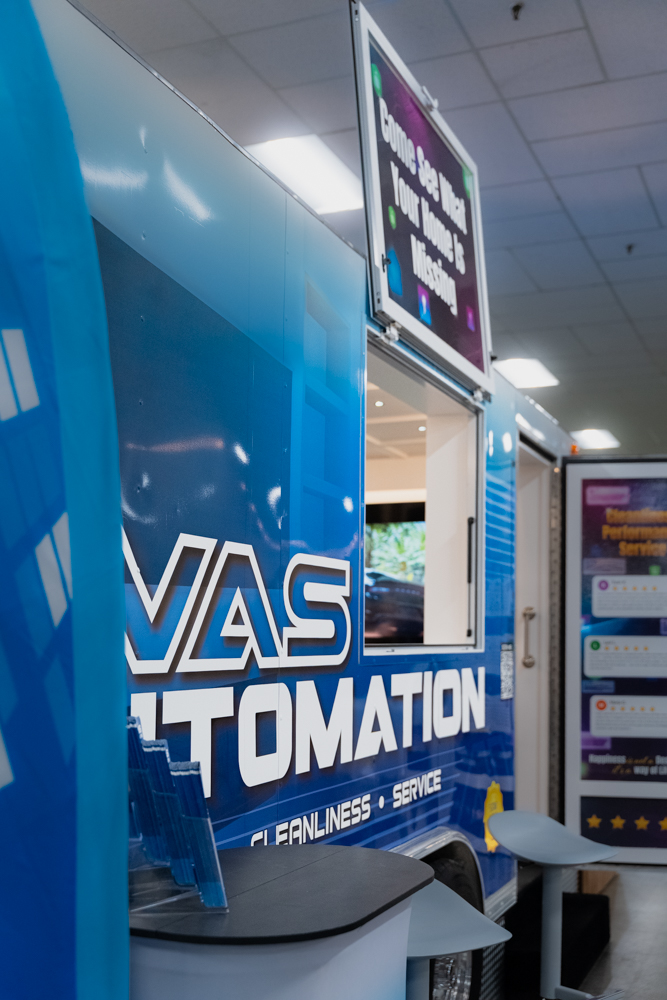 The AVAS Automation home automation trailer on display at an Ontario home show