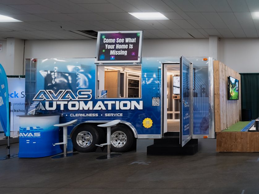 The AVAS home automation trailer set up at an Ontario home show